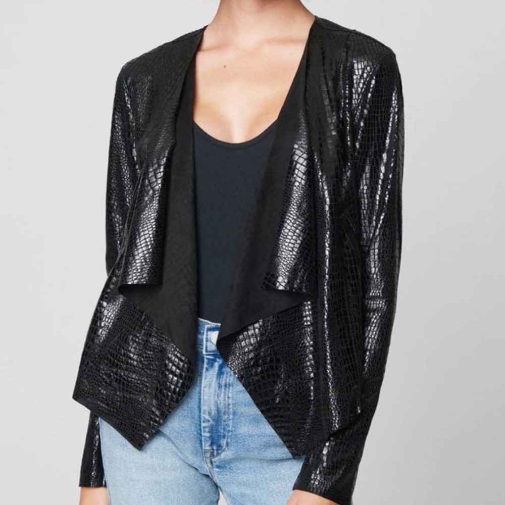 BLANKNYC NORDSTROM BLACK ZIP CROPPED CROC JACKET